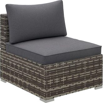 OUTSUNNY Outdoor Garden Furniture Rattan Single Middle Sofa w/ Cushions Dark Grey - Outsunny