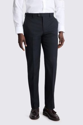 Moss Tailored Fit Navy Puppytooth Trouser