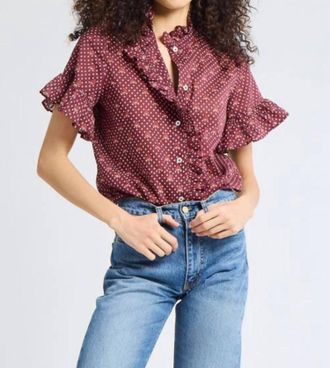 Mille Vanessa Ruffles Top In Burgundy