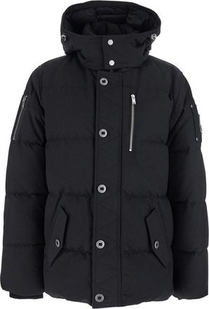 Moose Knuckles forrestville Black Down Jacket With Fixed Hood And Logo Patch On The Sleeve In Cotton Blend Man