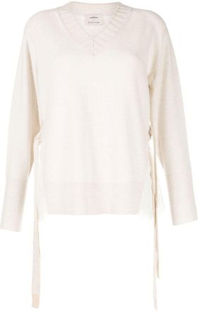Onefifteen V-neck sheer-detail jumper - women - RWS Wool/Nylon - XS/S - White