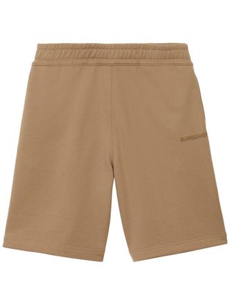 Burberry logo-appliqu&eacute; cotton shorts - Brown