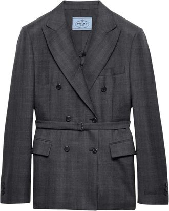Prada Jassen, Dames, Grijs, XS, Leer, Giacca