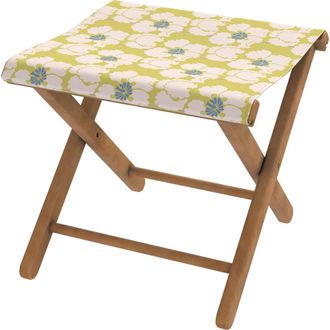 Vent de Boh&egrave;me Taburete plegable de eucalipto y tela outdoor flores amarilla