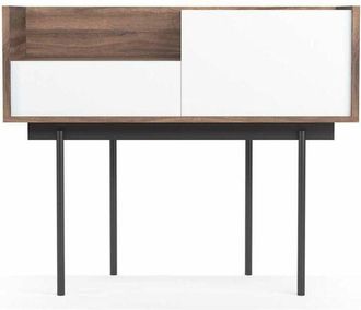 HERDASA Herdasa - Recibidor Modelo 671 Acabado Nogal Combinado Con Blanco, 84cm(alto) 98cm(ancho) 31cm(prof.)