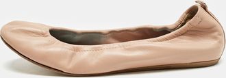 Lanvin Dusty Pink Leather Scrunch Ballet Flats