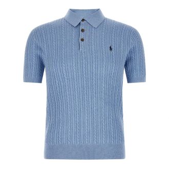 Polo Ralph Lauren Cable-Knit Polo Shirt - male - Polo Ralph Lauren - Polo Shirts - Blue - XL - Tops