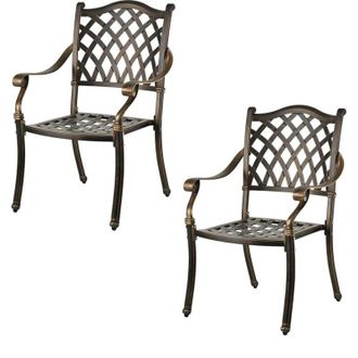 Relaxdays Silla De Jard&iacute;n Relaxdays, Con Reposabrazos, Metal, Sill&oacute;n Vintage, Hbt: 91 X 63 X 63 Cm, Jard&iacute;n Y Balc&oacute;n, Negro/bronce