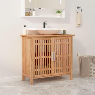vidaXL Armario De Lavabo Madera Maciza De Nogal 66x29x61,5 Cm Vidaxl