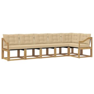 vidaXL Conjunto De Sof&aacute;s De Exterior Con Coj&iacute;n 6 Pcs Y Beige Vidaxl