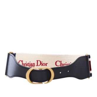 Dior Pre-owned Dior Leather and Embroidered Canvas Wide Belt Ladies ZKFLL84Z3UUHPSV3