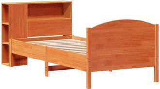 vidaXL Cama Con Estanter&iacute;a Sin Colch&oacute;n Madera Maciza Marr&oacute;n 75x190 Cm Vidaxl
