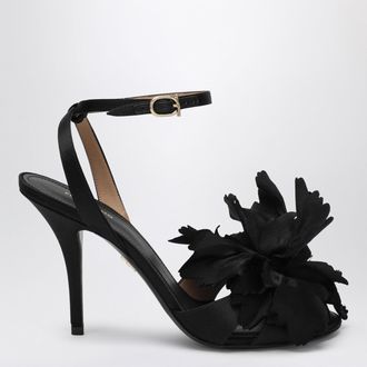 Ferragamo Sandalo con fiore nero in raso