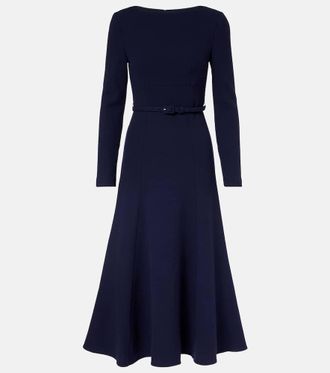 Roland Mouret Belted wool cr&ecirc;pe midi dress