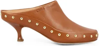 Chlo&eacute; Brown Junie Leather Mules