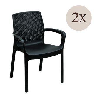 Dmora Silla Para Exterior Mattagga, 2 Sillas, Impermeable, Fabricada En Italia, Apilable, Negro Antracita