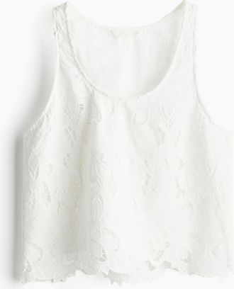 H&M Tanktop mit Broderie Anglaise - White