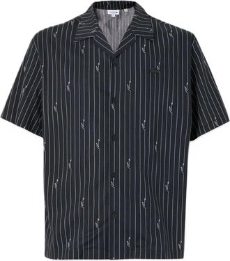 Lacoste Relaxed Fit Print Twill Shirt - Heren - Korte mouwen Overhemden - Zwart - XL - Katoen - Overhemden