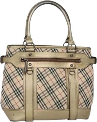 Burberry Pre-owned Nova check tote - Dames - Vintage Handtas - Beige - ONE Size - Leer - Vintage