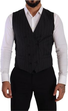 Dolce & Gabbana Double Breasted Vest - Heren - Gillet - Grijs - M - Wol - Kostuums