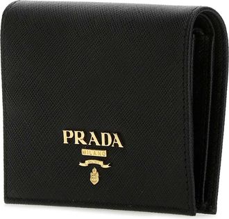 Prada Womens Saffiano Leather Wallet Black Calfskin