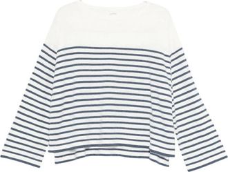 C.T. Plage Gestreept trui met boothals - Dames - Longsleeves - Wit - M - Kasjmier - Tops