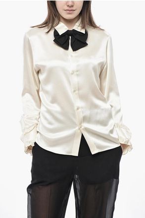 Celine Silk Satin Shirt with Bow size 46