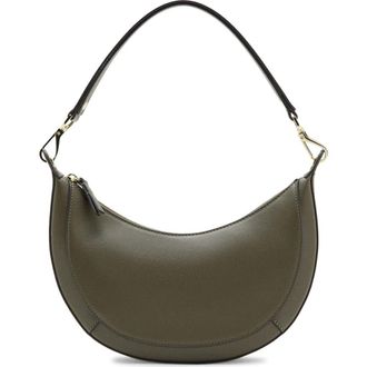 Mango Oval Faux Leather Shoulder Bag in Khaki Green at Nordstrom