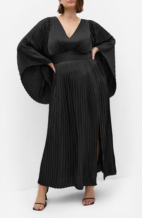 City Chic Carmina Long Sleeve Maxi Dress in Black at Nordstrom, Size Xxxs