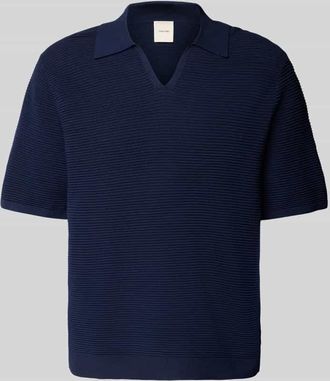 Calvin Klein Regular Fit Poloshirt mit V-Ausschnitt in Marine, Größe XL