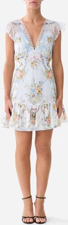 Camilla Ruffle Sleeve Short Dress In Seville Sweetheart