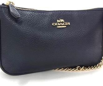 Coach Navy Leather Handbag Shoulder Bag Tote Bag (Pre-Owned)