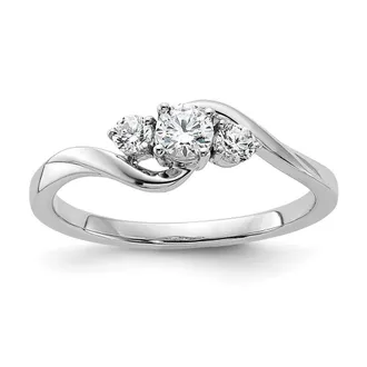 Diamond2Deal 14k White Gold Lab Grown Diamond Engagement Ring 0.33Ct Clarity- VS Color- G-H