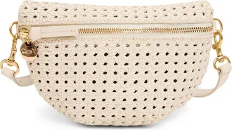 Clare Vivier Petite Fanny Rattan Woven Leather Belt Bag in Cream at Nordstrom