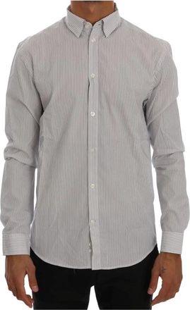 Frankie Morello White Blue Striped Casual Cotton Regular Fit Overhemd - Heren - Casual Overhemden - Blauw - S - Katoen - Overhemden