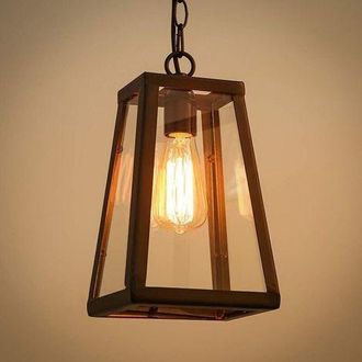 OEM L&aacute;mpara Colgante Exterior Negra Retro Ip44, L&aacute;mpara De Techo Vintage Industrial De Hierro + L&aacute;mpara De Pared De Vidrio Impermeable A La Lluvia, Para P
