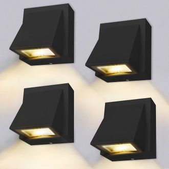 No Brand Juego De Cuatro Apliques Led De Pared De 8w, Para Uso Interior/exterior - Luz Blanca C&aacute;lida 3000k - Ideal Para Dormitorios, Salas De Estar Y Ba&ntilde;os - C
