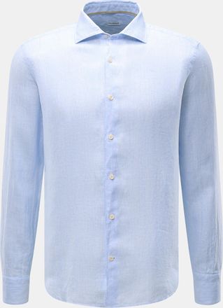 Braun Hamburg Men - Linen shirt shark collar light blue/white striped