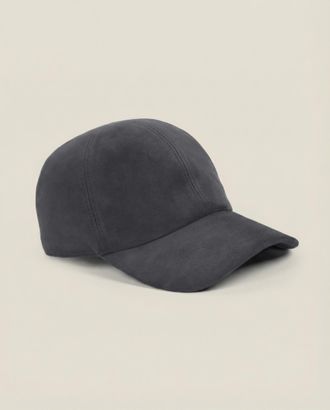 Luca Faloni Steel Blue Leather Baseball Cap