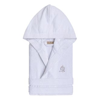 EL CABALLO Albornoz de algod&oacute;n con capucha blanco s-m