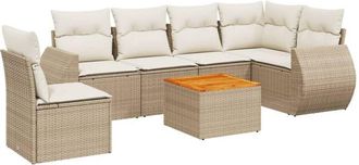 vidaXL Vidaxl - Set Sof&aacute;s De Jard&iacute;n 7 Piezas Y Cojines Rat&aacute;n Sint&eacute;tico Beige