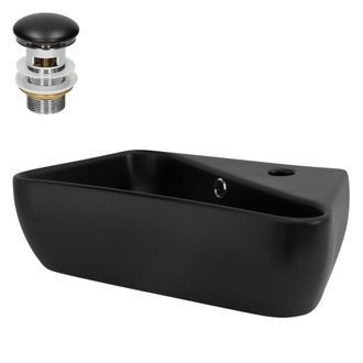 ML Design Lavabo de cer&aacute;mica asim&eacute;trico sobre encimera 450 x 270 mm