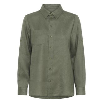 Inwear Dilanaiw Klassiek Shirt - Dames - Blouses & Shirts - Groen - Maat: L Linnen