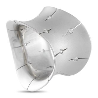 Roberto Coin Pre-Owned Roberto Coin 18K White Gold Diamond Wide Convex Ring RC31 100725
