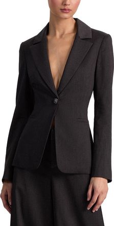 Alice & Olivia Alice + Olivia Macey Cinched Waist Notch Collar Wool-Blend Blazer