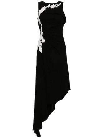 Saiid Kobeisy Crepe, High-Low Dress With Matching Embroidery