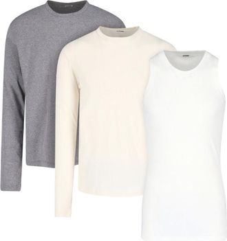 Jil Sander Cotton T-Shirt and Tank Top Set in Neutral Shades