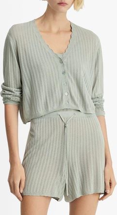 Mango Pointelle Pajama Cardigan in Aqua Green at Nordstrom, Size Medium