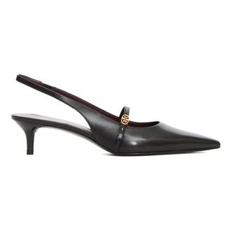 Tory Burch Schoenen, Dames, Zwart, 36 EU, Leer, Double T Buckle Mary Jane Slingback