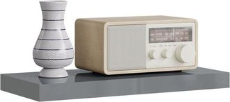 Woltu Woltu - Estante De Pared Con Soporte Met&aacute;lico Invisible, Gris Brillante 110x22,9x3,8 Cm